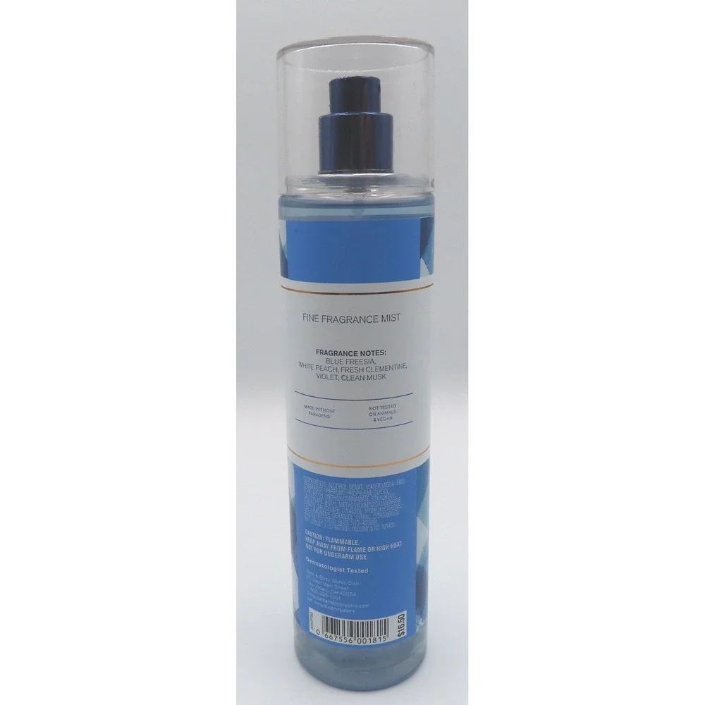 Bath & Body Works Gingham Fine Fragrance Mist 8 fl oz Blue Freesia White‎ Peach